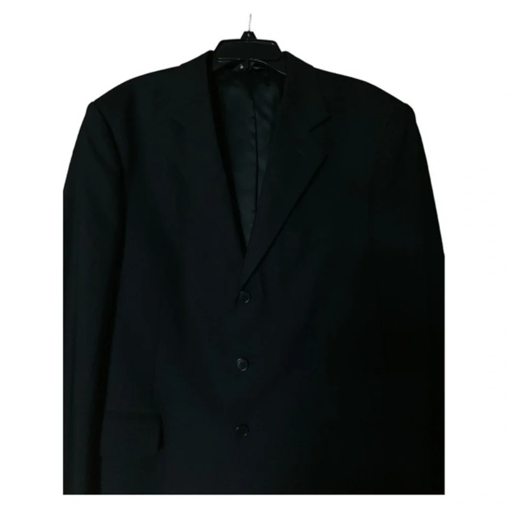 Vito‎ Rufolo Italy Vtg Wool Super 100s Suit Jacket Sport Coat Mens 44S Black